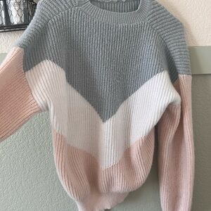 Colorblock Sweater in Blue, White, and Pink